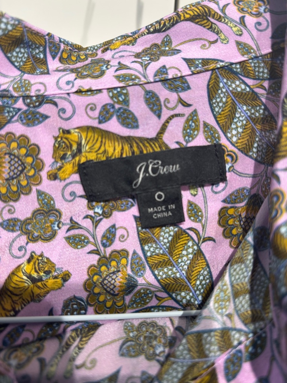 J. Crew Lavender Button-Down Shirt with Tiger and Green and Gold Botanical Print - Picture 4 of 6